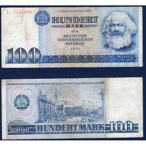 Allemagne RDA P.31a, TB Billet de 100 Mark 1975 Karl Marx