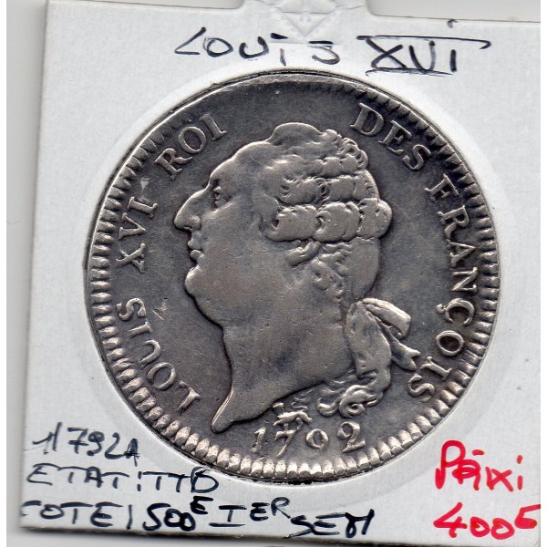 6 Livres Louis XVI Constitution 1792 A paris 1er semestre TTB