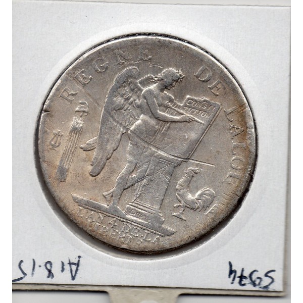 6 Livres Louis XVI Constitution 1792 A paris 2eme semestre TTB