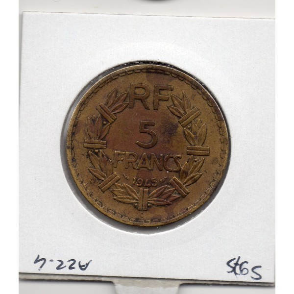 5 francs Lavrillier 1945 C Castelsarrasin SUP-