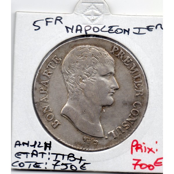 5 francs Napoléon 1er An 12 H La rochelle TTB+