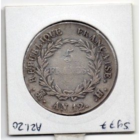 5 francs Napoléon 1er An 12 H La rochelle TTB+
