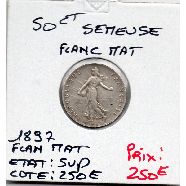 50 centimes Semeuse Argent 1897 Sup Flan Mat