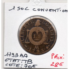 1 sol aux balances 1793 AA Metz TB Convention