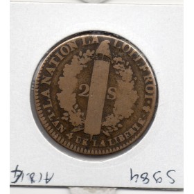 2 Sols Constitution Louis XVI 1792 A Paris B+