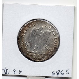 30 Sols Constitution Louis XVI 1792 I Limoge TTB- tachée