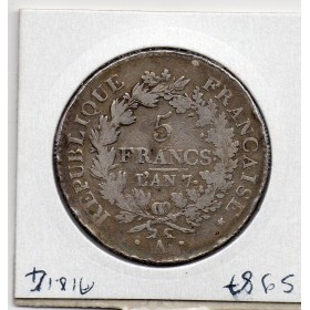 5 francs Union et Force An 7 A Paris TB