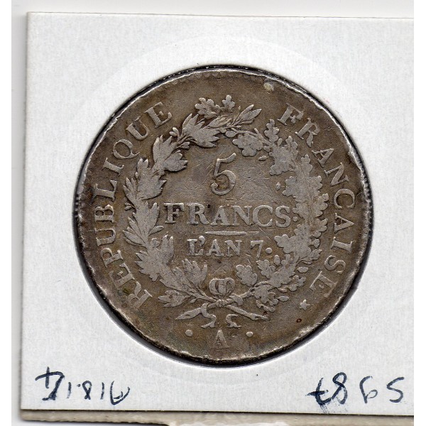 5 francs Union et Force An 7 A Paris TB