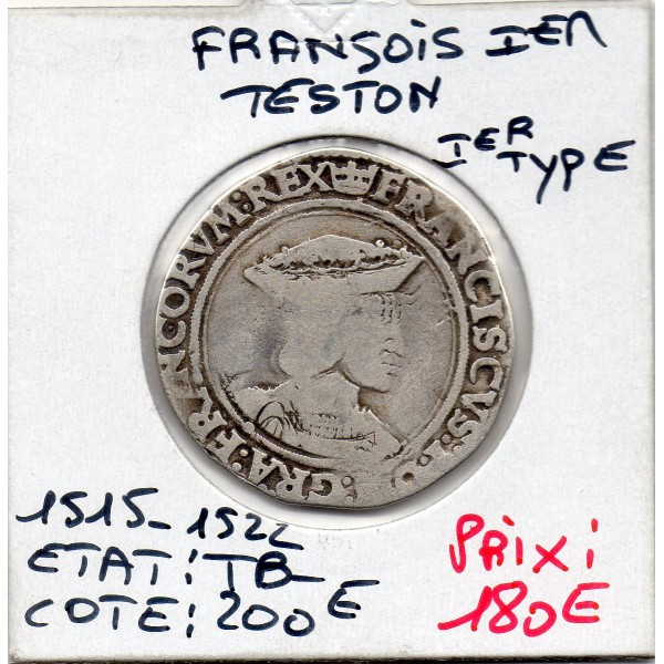 Teston Francois 1er, 1er Type Paris (1515-1522)  TB-