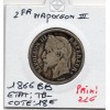 2 francs Napoléon III tête laurée 1866 BB Strasbourg TB-
