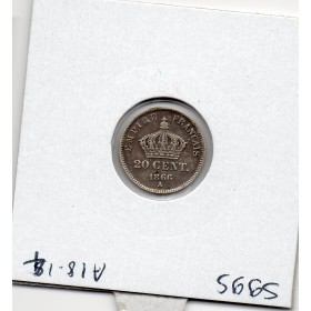 20 centimes Napoléon III tête laurée 1866 A Paris TB