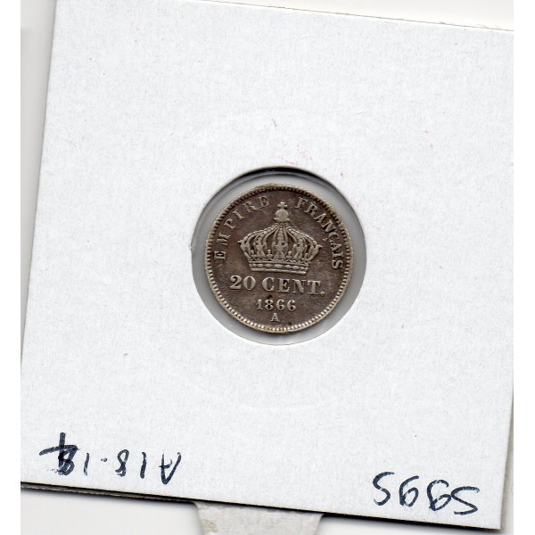 20 centimes Napoléon III tête laurée 1866 A Paris TB