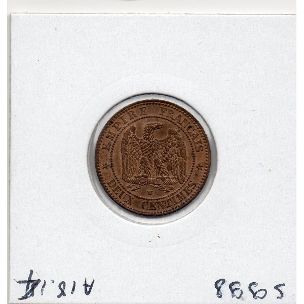2 centimes Napoléon III tête nue 1855 W ancre Lille Sup+