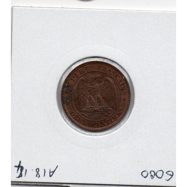 2 centimes Napoléon III tête nue 1855 BB chien Strasbourg Sup