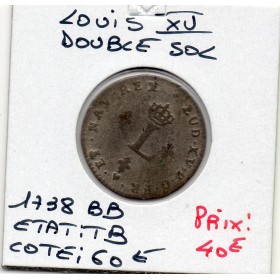 Double Sol 1738 BB Strasbourg Louis XV TB