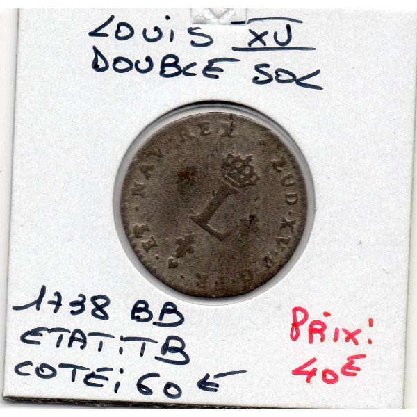 Double Sol 1738 BB Strasbourg Louis XV TB