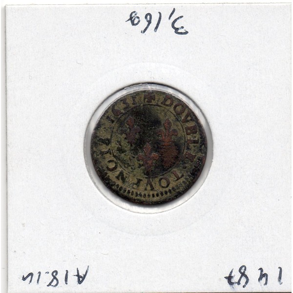 Double Tournois 1631 H La rochelle TTB- Louis XIII