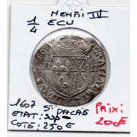 1/4 ou quart d'Ecu de Navarre 1607 Saint Palais Henri IV Sup-