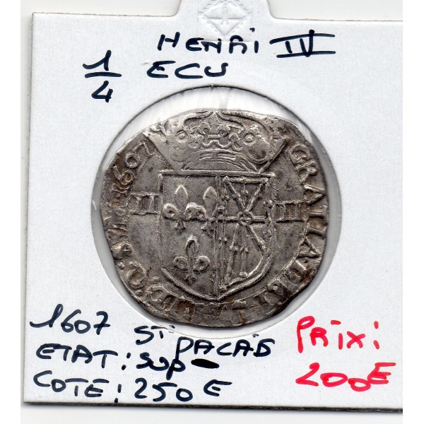 1/4 ou quart d'Ecu de Navarre 1607 Saint Palais Henri IV Sup-