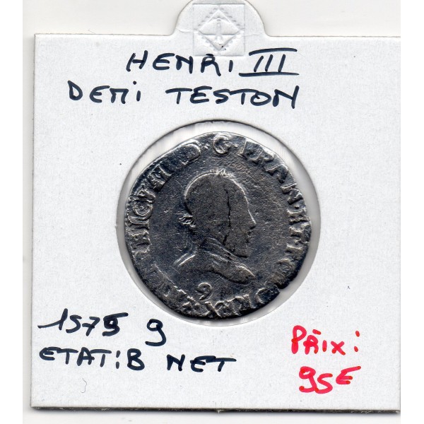 Demi Teston 4eme type 1575 9 Rennes Henri III Col Plat