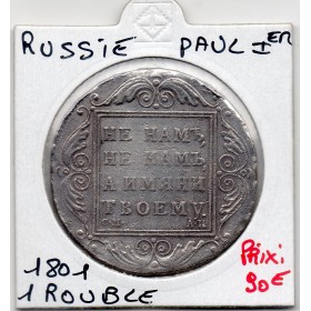 Russie 1 Ruble 1801 CM AN StPetersbourg TTB montée, KM.101a Paul 1er
