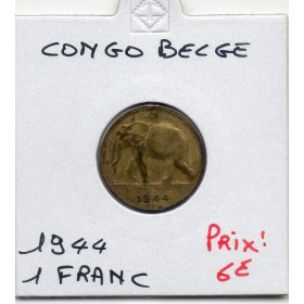 Congo Belge 1 franc 1944 Sup-, KM.26 Elephant