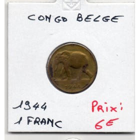 Congo Belge 1 franc 1944 Sup-, KM.26 Elephant