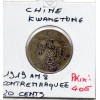 Chine 20 cents ou 2 jiao 1919 an 8 TTB, KM.Y423 Kwangtung contremarqué