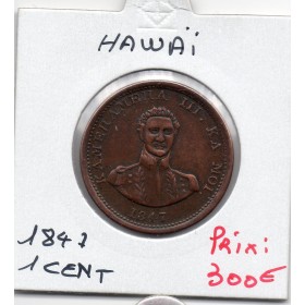 Hawai 1 cent 1847 13 baies TTB, KM.1 Kamehameha III