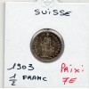 Suisse 1/2 franc 1903 TTB, KM.23