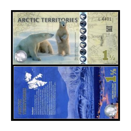 Arctic territories,Billet commémoratif de 1.5 polar dollar 2014