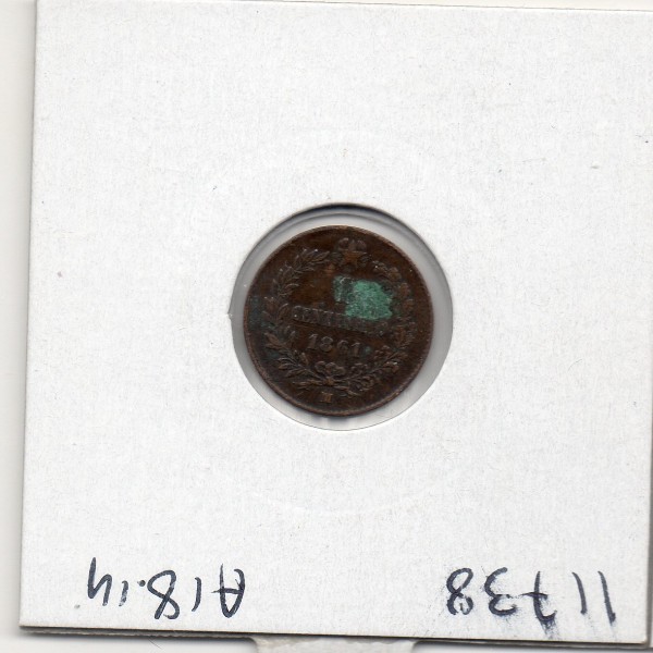 Italie 1 centesimo 1861 M Milan Sup,  KM.1 Vittorio Emanuele II