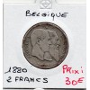 Belgique 2 Francs 1880 en Français TB, KM.39 deux rois