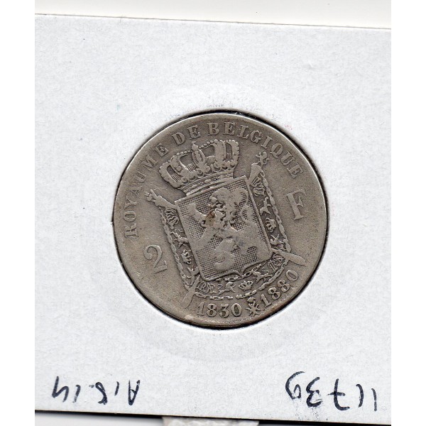 Belgique 2 Francs 1880 en Français TB, KM.39 deux rois