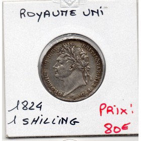 Grande Bretagne 1 shilling 1824 TTB+, KM.687 Georges IV nettoyée