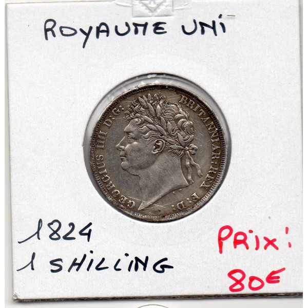 Grande Bretagne 1 shilling 1824 TTB+, KM.687 Georges IV nettoyée