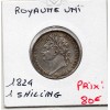 Grande Bretagne 1 shilling 1824 TTB+, KM.687 Georges IV nettoyée