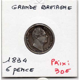 Grande Bretagne 6 pence 1834 TTB, KM.712 William IV