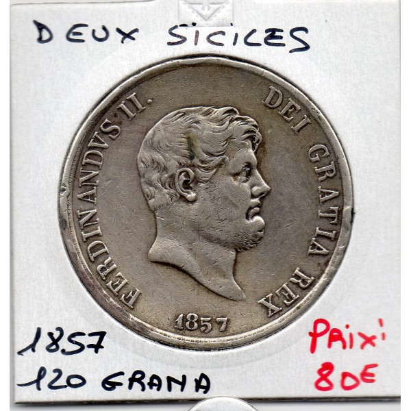 Italie Deux Siciles  120 Grana 1857 TTB, KM.370 Ferdinand II