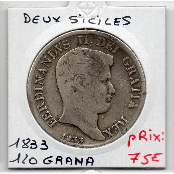 Italie Deux Siciles  120 Grana 1833 TB, KM.309 Ferdinand II