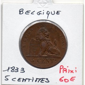 Belgique 5 centimes 1833 Sup-, KM.5 Lion
