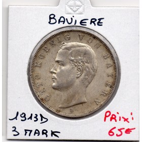 Bavière Bayern 3 mark 1913 D Sup KM.996 Otto 1er