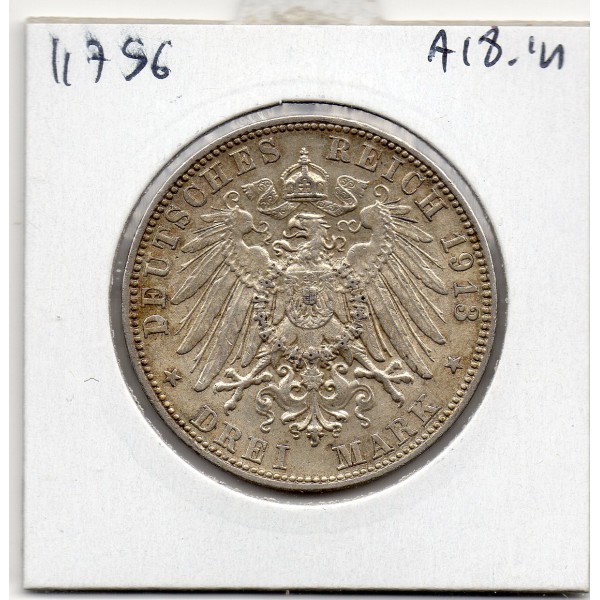 Bavière Bayern 3 mark 1913 D Sup KM.996 Otto 1er