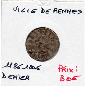 Bretagne, anonyme, Ville de Rennes (1186-1206) Denier