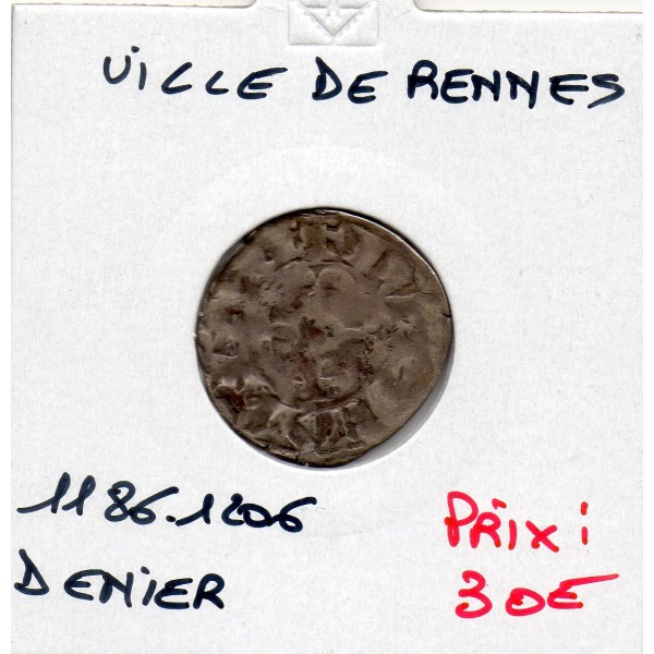 Bretagne, anonyme, Ville de Rennes (1186-1206) Denier