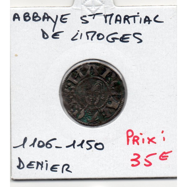 Limousin, Abbaye Saint Martial de Limoges, anonyme (1106-1150) denier TTB