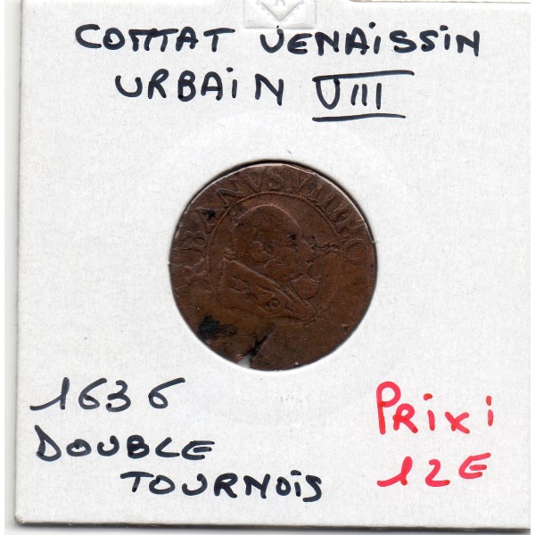 Comtat Venaissin, Urbain VIII (1636) Double tournois TB