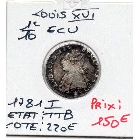 1/10 Ecu 1775 I Limoge Louis XVI TTB pièce de monnaie royale