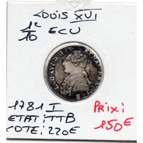 1/10 Ecu 1775 I Limoge Louis XVI TTB pièce de monnaie royale