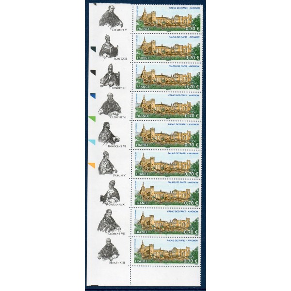 Timbres France Yvert No 4348 Avignon, le Palais des Papes avec papes sur bord de feuille